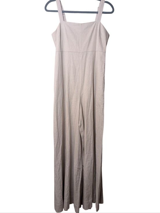 Express Pants - Express Linen Wide Leg Jumpsuit Square Neck Quiet Luxury Minimalist Neutrals XS